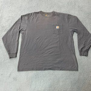 Carhartt Shirt Adult Large Gray Long Sleeve K87 Workwear Pocket Logo Outdoor Men